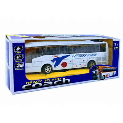 Autobuz express coach cu sunete si lumini, pull back, 1:70, rosu,galben sau alb (metalic) foto