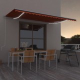 Copertină automată senzor v&acirc;nt/LED, portocaliu/maro, 500x300 cm
