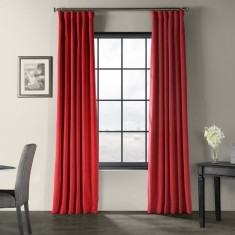 Draperie din catifea cu rejansa din bumbac tip fagure, Madison, 150x260 cm, densitate 700 g/ml, Rosu, 1 buc