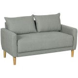 HOMCOM Canapea cu 2 Locuri, Brațe, Compartiment de Depozitare și 2 Perne, 140x72x82 cm, Gri | Aosom Romania