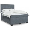 VidaXL Pat box spring cu saltea, gri &icirc;nchis, 140x200 cm, catifea 3293225