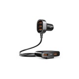Joyroom &icirc;ncărcător auto inteligent 5x USB, 6,2 A, cu cablu prelungitor, negru (JR-CL03)