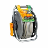 Cumpara ieftin Kit Derulator Furtun Gradina Hozelock 25m, Metal/Plastic, Presiune 24 Bar, Gri/Galben