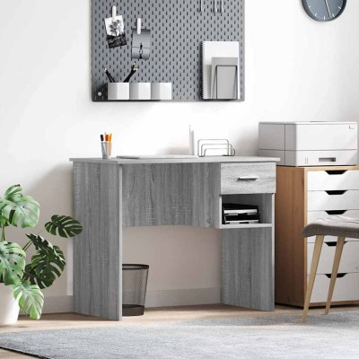vidaXL Birou cu stocare Gri Sonoma 90x49.5x75 cm Lemn prelucrat foto