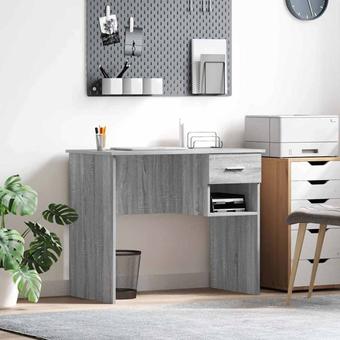 vidaXL Birou cu stocare Gri Sonoma 90x49.5x75 cm Lemn prelucrat