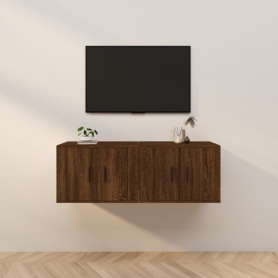 vidaXL Dulapuri TV de perete, 2 buc., stejar maro, 57x34,5x40 cm foto