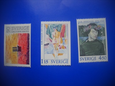 HOPCT TIMBRE SUEDIA MNH 1042 ARTISTI PICXTURA SUEDEZA-3 VALORI 1978-NESTAMPILAT foto