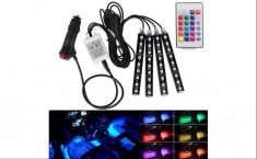 Lumini led RGB auto interior multicolor cu telecomanda foto