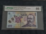 Bancnotă gradată 100lei din 2008 PMG66EPQ