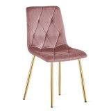 Scaun bucatarie/living, Artool, Libra, catifea, metal, roz si auriu, 45x54x86.5 cm GartenVIP DiyLine