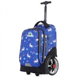 Troler Scoala Copii KidsCare Uniconi Albastru 51cm, Maner Telescopic, Roti Mari, Material Hidrofug