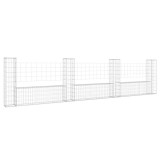 Cumpara ieftin Cos gabion in forma de U cu 4 stalpi, 380x20x100 cm, fier