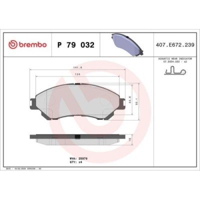 Placute frana Suzuki S-Cross 01.22-, Sx4 S-Cross (Jy) 08.13-, Vitara (Ly) 02.15-, Fata, BREMBO foto