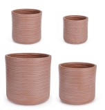 Cumpara ieftin Set 4 ghivece flori fibra sticla caramizie Tressage &Oslash;24x24h; &oslash;30x30h; &oslash;36x36h; &oslash;43x43h