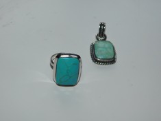 Inel deosebit , vintage argint , piatra larimar , pandant cadou foto