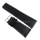 Cumpara ieftin Curea ceas piele neagra cusatura alba HANDMADE 34mm