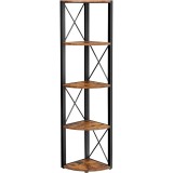 VASAGLE Biblioteca de colt cu 5 etaje, cadru metalic, stil industrial, 30x30x160 cm, maro rustic Household NewTrend