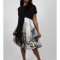 ROCHIE MIDI ASIMETRICA CU MANECA SCURTA SI TUL SERENDIPTY TALIE UNICA Multicolora