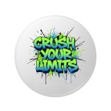 Cumpara ieftin Insigna rotunda Crush Your Limits, 58 mm, prindere cu ac metalic