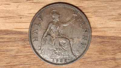 Marea Britanie - moneda de colectie - 1/2 half penny 1936 - George V - superba ! foto