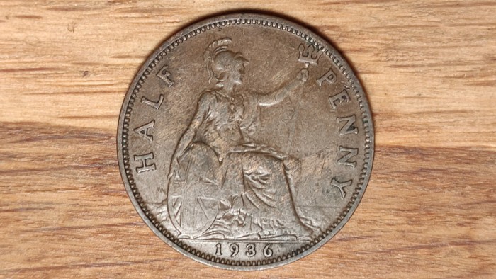 R08 Marea Britanie - moneda de colectie - 1/2 half penny 1936 - George V - superba !