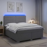 Cumpara ieftin Pat boxspring cu saltea Gri deschis 160 x 200 cm Tesatura