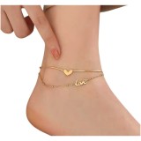 Cumpara ieftin Bratara dubla de glezna placata cu aur Love