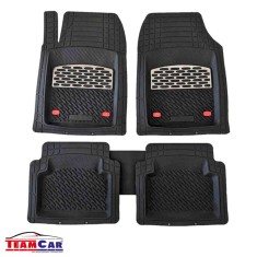 Covorașe Auto Universale TEAMCAR&reg; Safir, Set 4 Piese, Negru/Argintiu, Tip Tavă, Ad&acirc;ncime 3 cm, Compatibil Hatchback, Sedan, SUV