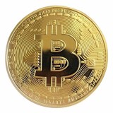Moneda Bitcoin Aurie Colectie, 40mm, Metal, Decorativa Barbati, Model Rotund