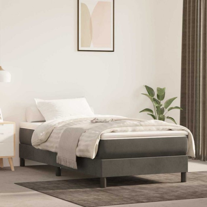 vidaXL Saltea cu arcuri buzunar de copii, gri &icirc;nchis 80x160 cm catifea 4016547