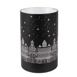 Cumpara ieftin Candela Craciun sticla neagra argintie cu led 8x12 cm