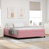 vidaXL Cadru de pat cu saltea Roz și alb 180 x 200 cm Catifea