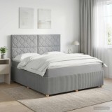 Cumpara ieftin Pat cu arcuri LED si saltea Gri deschis 160 x 200 cm Tesatura