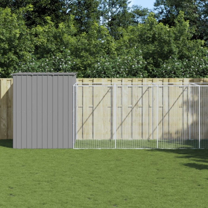 vidaXL Cușcă c&acirc;ine &amp; țarc gri deschis 214x1069x181 cm oțel galvanizat