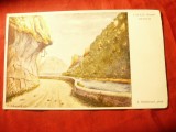 Ilustrata Defileul la Cazane - dupa Pictura F.Hillebrand 1935