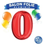 Balon, folie aluminiu, rosu, cifra 0, inaltime 81 cm, Oem