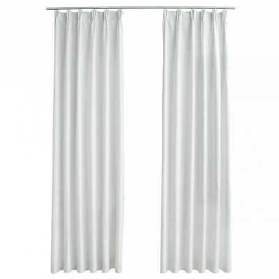 Draperii opace cu carlige, 2 buc., alb ivoriu, 140 x 225 cm foto