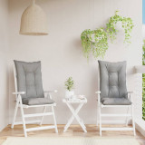 vidaXL Perne scaun cu spătar &icirc;nalt, 2 buc., gri, 120x50x7 cm, textil
