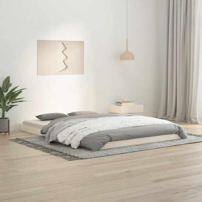 Cadru de pat, alb, 140x200 cm, lemn masiv de pin GartenMobel Dekor