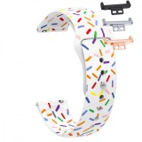 Curea silicon, compatibila Huawei Watch Fit 1, cu adaptor dedicat, Ivory Confetti