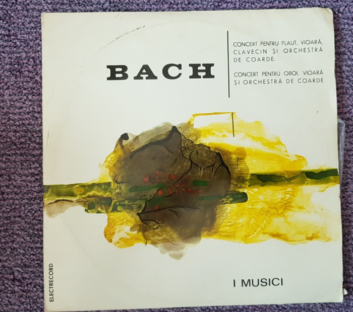 Bach, concert pentru flaut, vioara, clavecin si orchestra de coarde, disc vinil