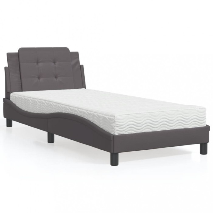 vidaXL Cadru de pat fără saltea, Zadar, gri, 80x200 cm, piele ecologică 3208827