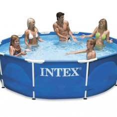 Piscina Intex pentru copii si adulti, cu cadru metalic, strat triplu PVC, 305 x 75cm, capacitate 4485 L