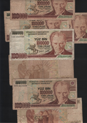 Turcia 100000 100 000 lire 1970(1997) VG-F pret pe bucata foto