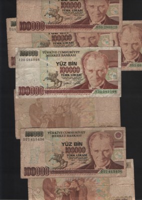 Turcia 100000 100 000 lire 1970(1997) VG-F pret pe bucata foto