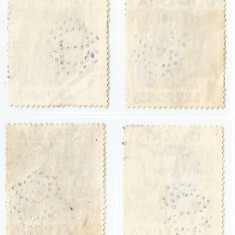 *Romania, lot 8 cu 4 timbre perforate identice cu perforatii in pozitii diferite