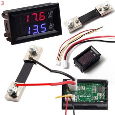 Volt-ampermetru digital 100V 50A shunt extern/afisaj rosu/albastru,nou foto