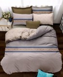 Cumpara ieftin Lenjerie de pat matrimonial cu husa elastic pat si fata perna patrata, Comino Island, bumbac mercerizat, multicolor
