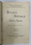 STUDII SOCIALE, EVREII IN ROMANIA, EXTRASE DIN ZIARUL CRONICA, SERIA III de N. BASILESCU - BUCURESTI, 1903