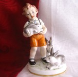 BIBELOU PORTELAN GEROLD BAVARIA KINDERGARTEN BAIAT CU IEPURI 17,5 CM